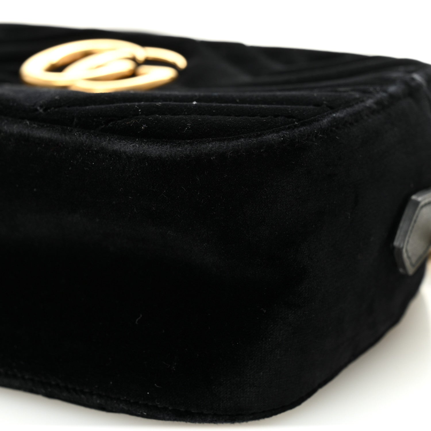 Gucci Velvet Matelasse Small GG Marmont Chain Shoulder Bag Black 10 of 13