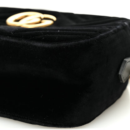 Gucci Velvet Matelasse Small GG Marmont Chain Shoulder Bag Black 10 of 13
