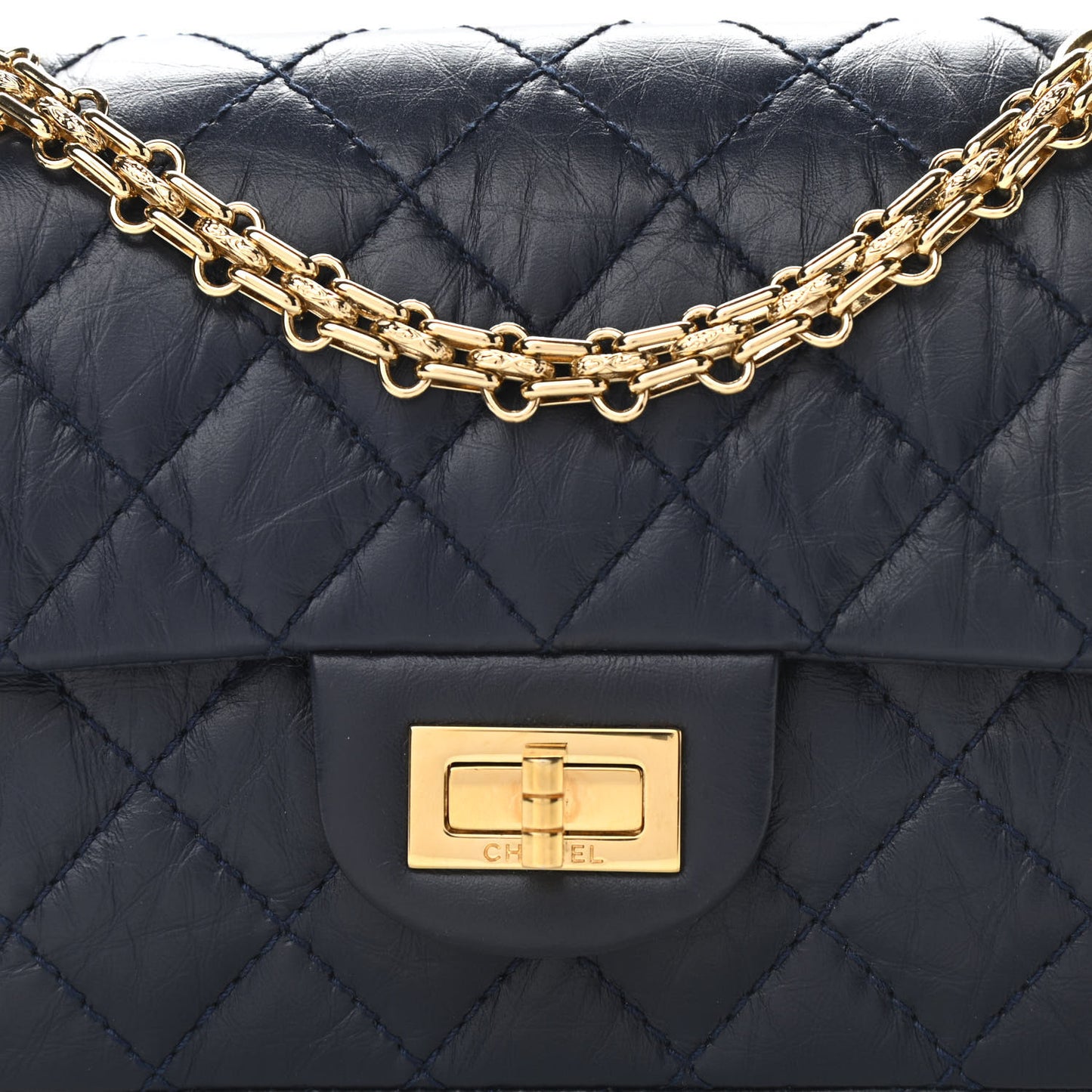 Aged Calfskin Quilted 2.55 Reissue Mini Flap Navy