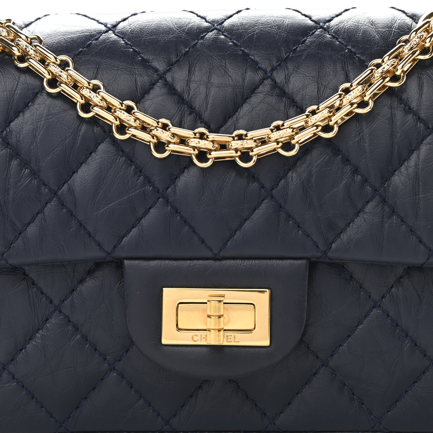 Chanel Aged Calfskin Quilted 2.55 Reissue Mini Flap Navy 8 of 10