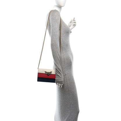 Gucci Calfskin Queen Margaret Chain Wallet Blue Agata Hibiscus Red Mystic White 2 of 9