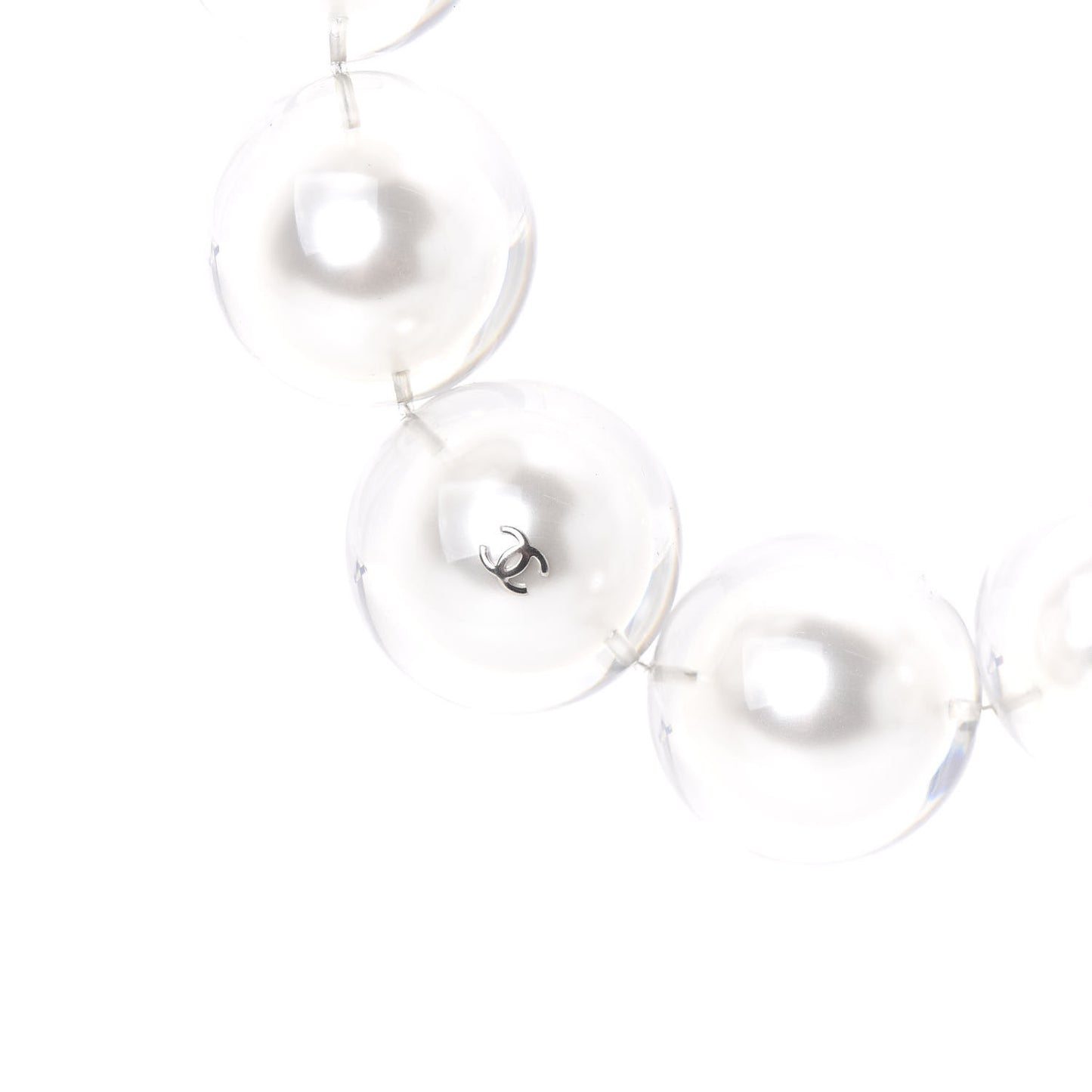 Acrylic Pearl Short Necklace Silver