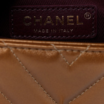 Chanel Metallic Calfskin Chevron Quilted Mini Coco Handle Flap Gold 6 of 9