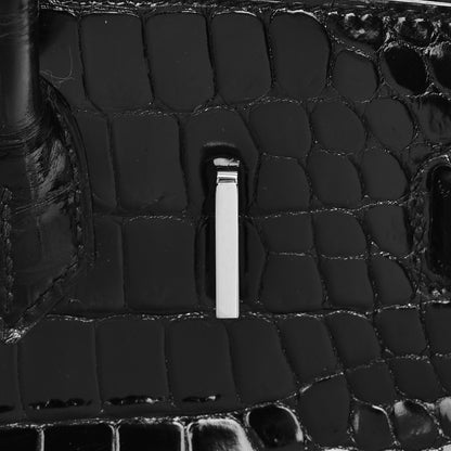Hermes Shiny Porosus Crocodile Birkin 30 Black 16 of 38