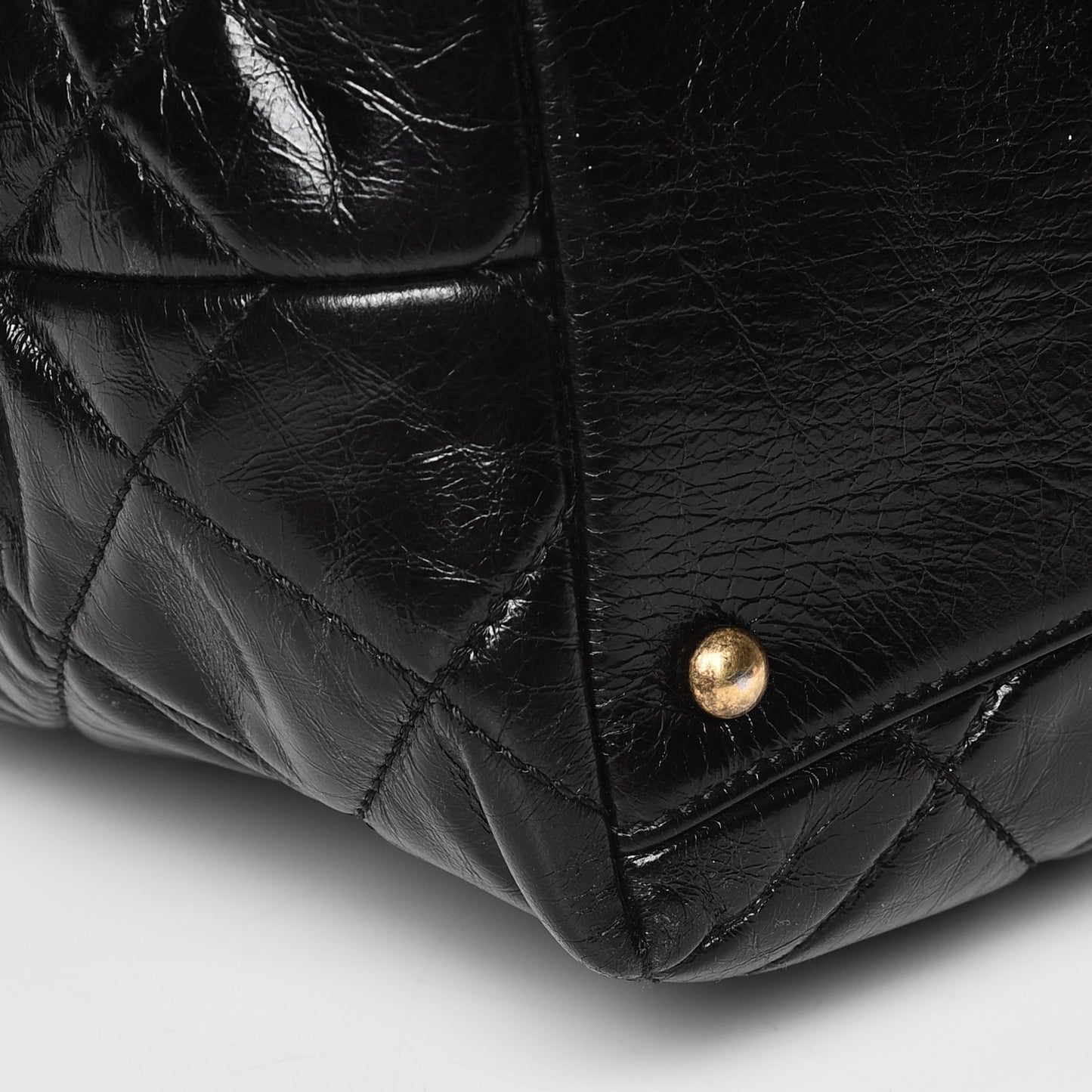 Glazed Calfskin Castle Rock Bowling Bag Black