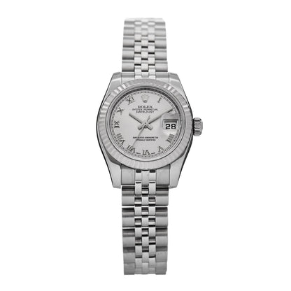 Rolex Stainless Steel 18K White Gold 26mm Oyster Perpetual Datejust Watch Silver Roman 179174 1 of 5