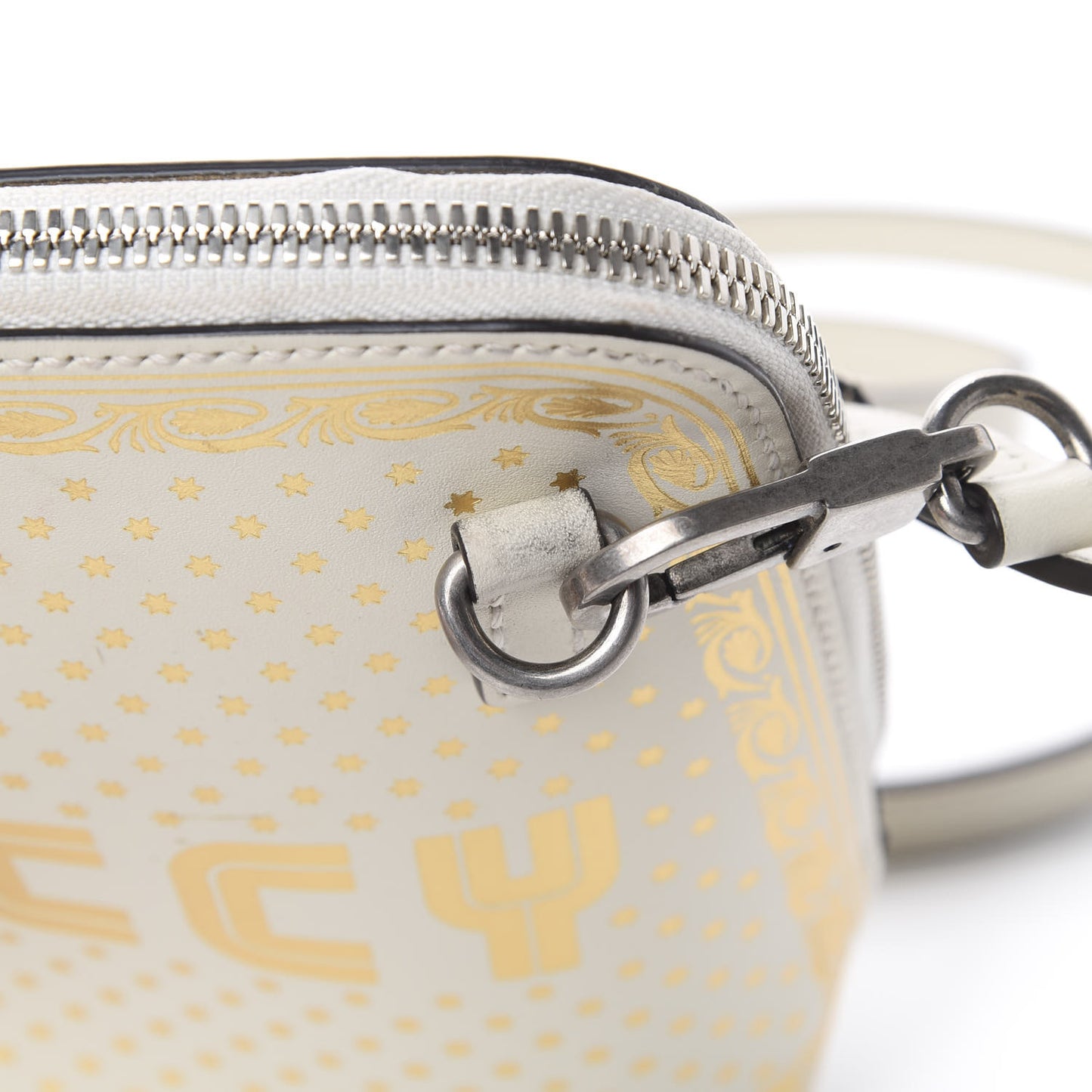 X SEGA Calfskin GUCCY Stars Mini Dome Shoulder Bag Mystic White Gold