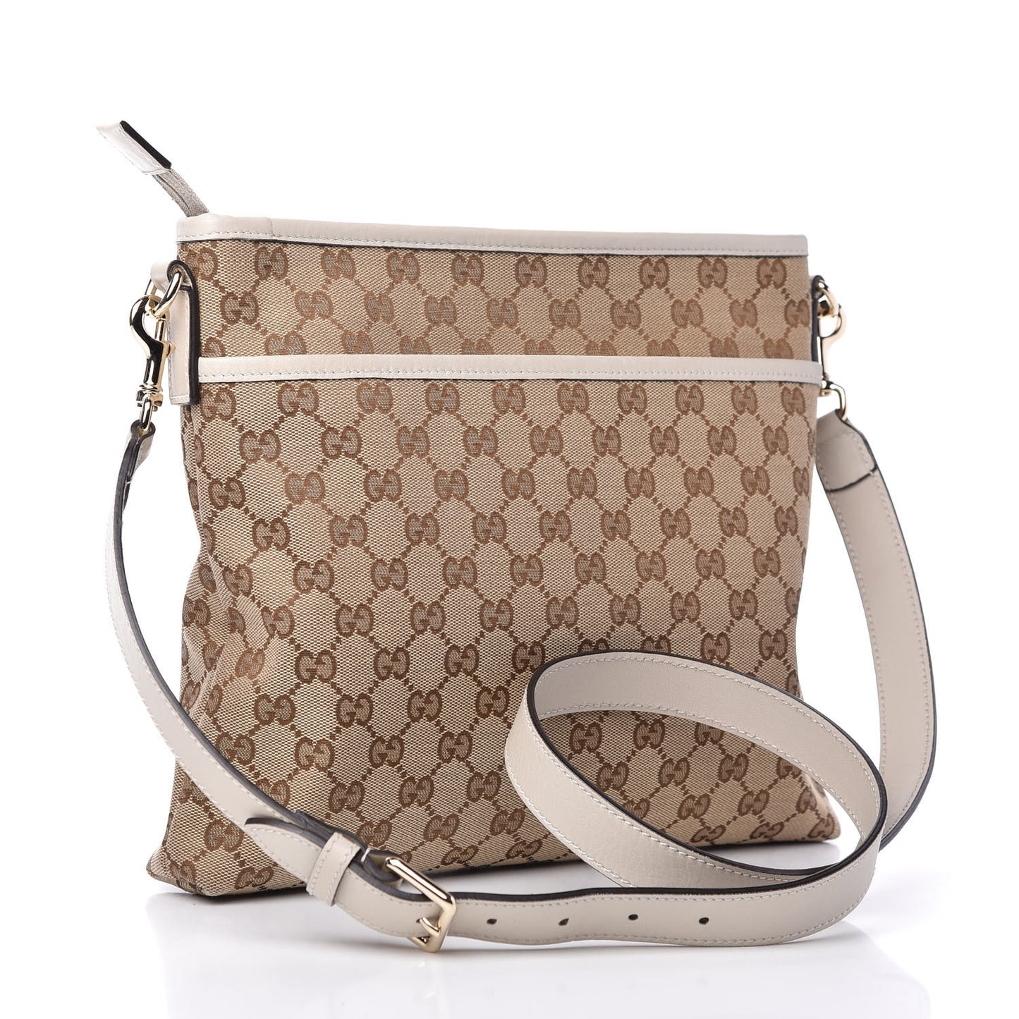 Monogram Medium Flat Messenger Bag Off White