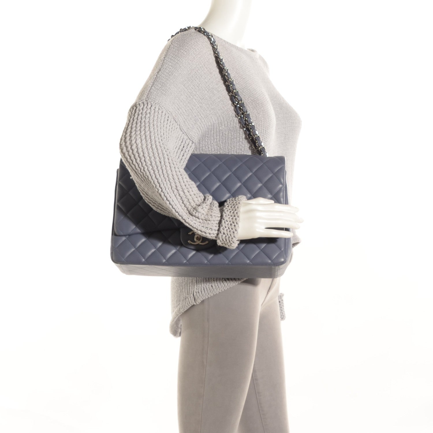 Chanel Lambskin Quilted Maxi Double Flap Purple 2 of 8