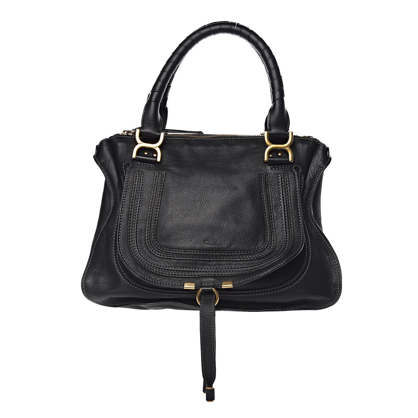 Calfskin Medium Marcie Satchel Black