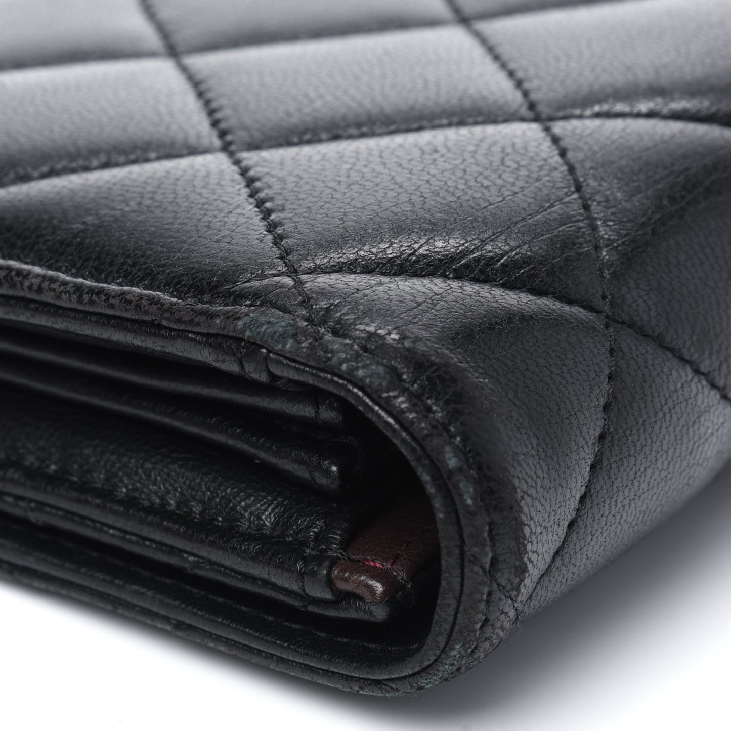 Lambskin Quilted Long Flap Wallet Black