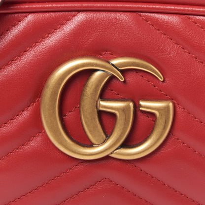 Gucci Calfskin Matelasse Small GG Marmont Chain Shoulder Bag Hibiscus Red 6 of 8