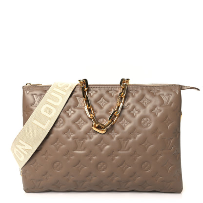 Louis Vuitton Lambskin Embossed Monogram Coussin MM Taupe 1 of 11