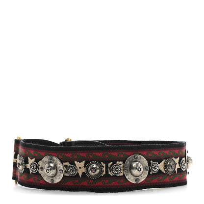 Christian Dior Canvas Embroidered Studded Bohemian Shoulder Strap Red 2 of 4