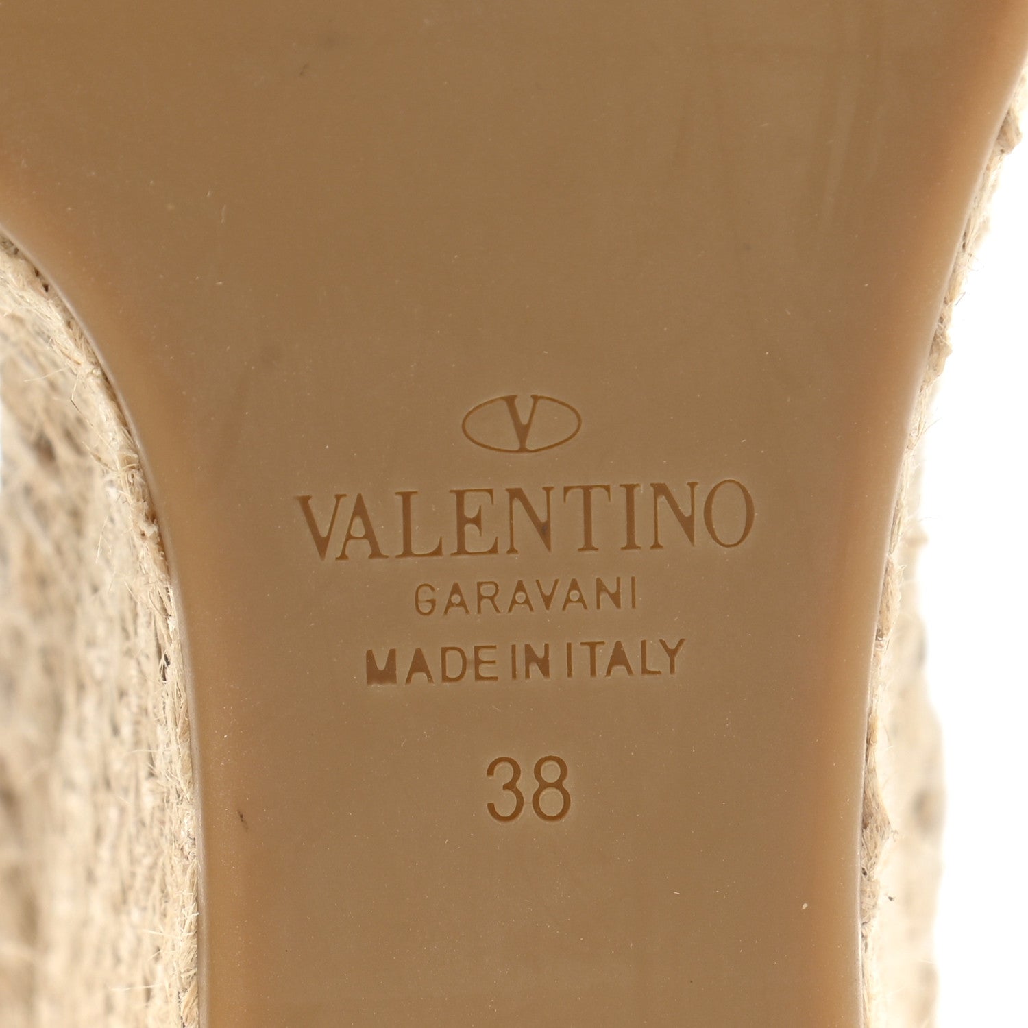 Valentino Garavani Grained Calfskin Rockstud Ankle Strap Espadrille Wedge Sandals 38 Light Ivory 6 of 8