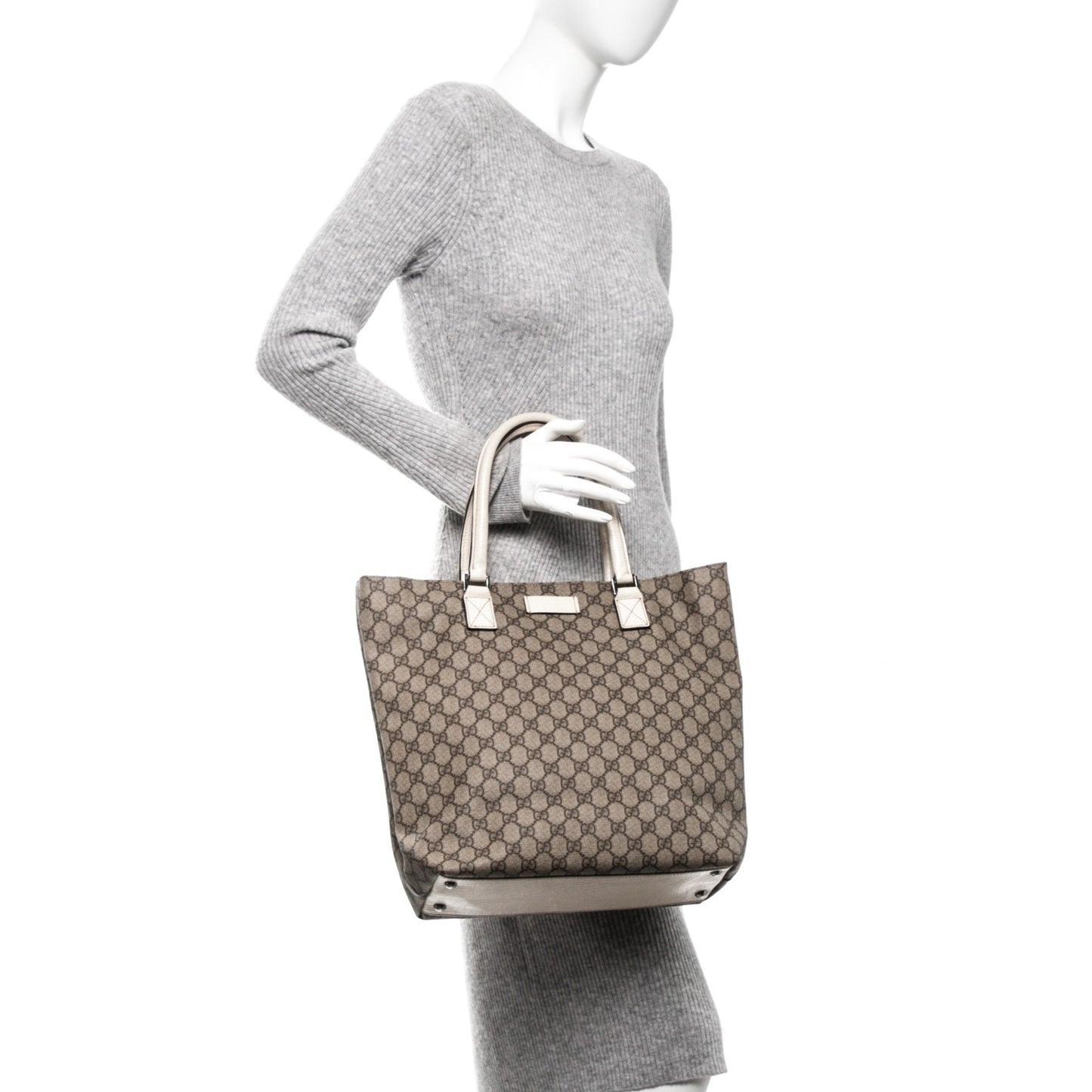 GG Plus Monogram Small Vertical Tote Off White