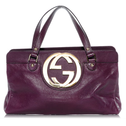 Gucci Leather Blondie Satchel Purple 1 of 8