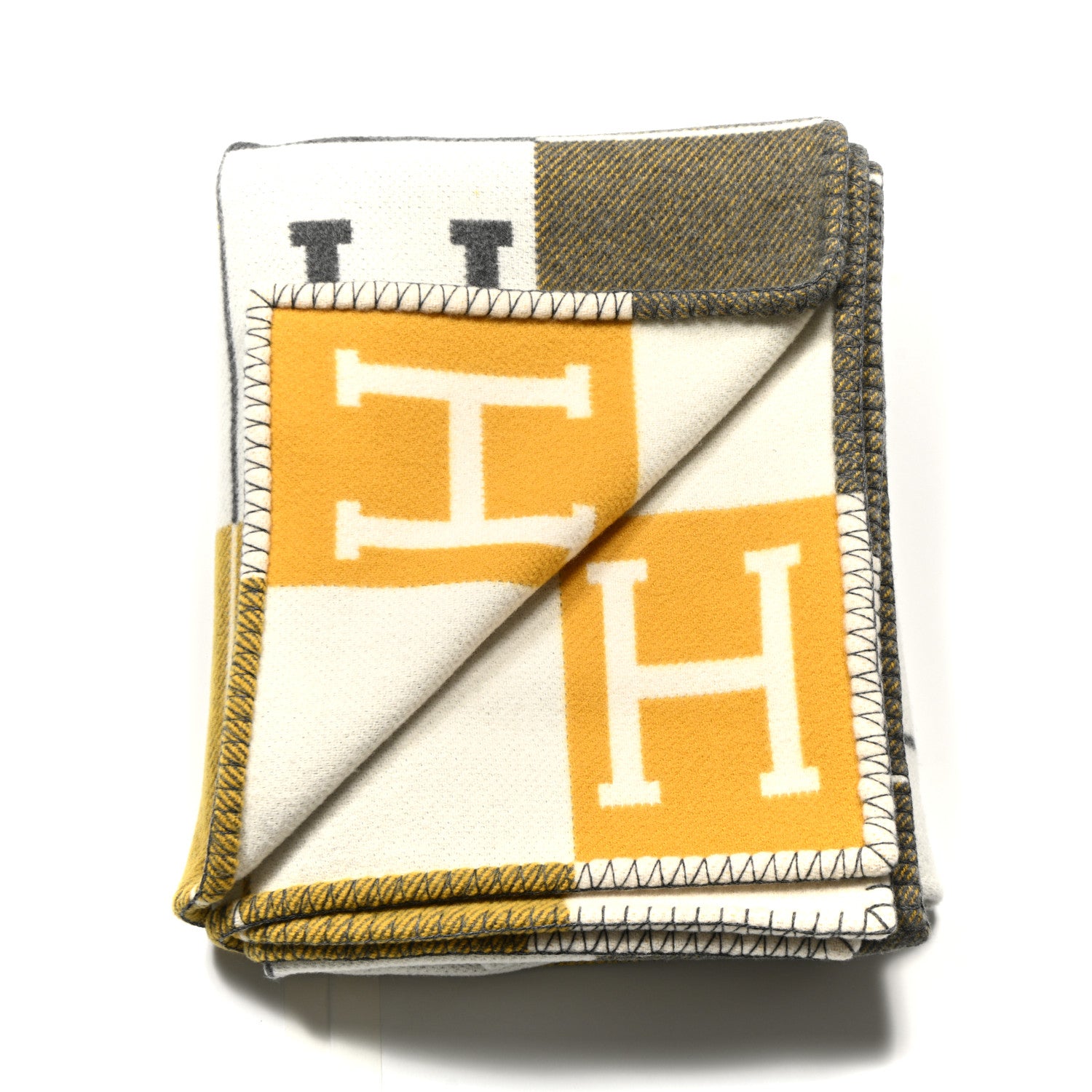 Hermes Wool Cashmere Avalon III Blanket Gris Soleil 2 of 3