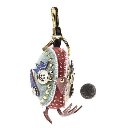 Burberry Calfskin Wool Cashmere Studded Mabel Derek The Bird Bag Charm Blush Pink Multicolor 5 of 5