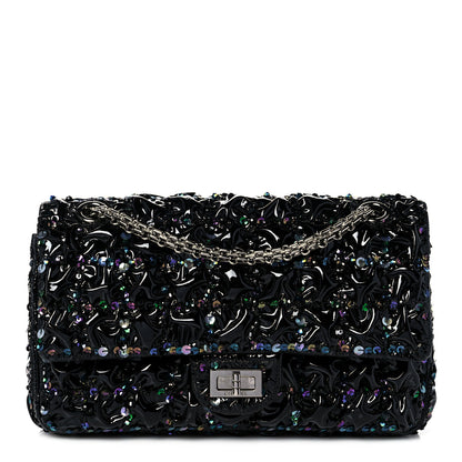 Chanel Patent Sequin Crystal Ruched 2.55 Reissue 225 Flap Black 1 of 10