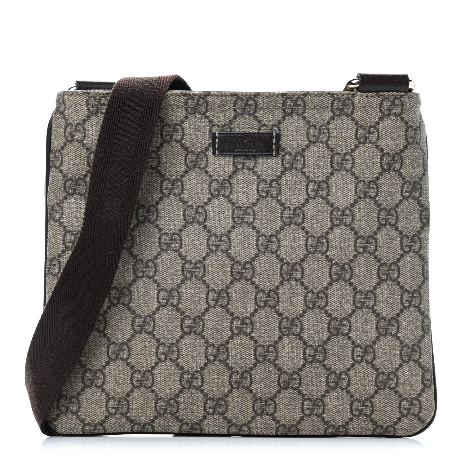 Gucci GG Supreme Monogram Small Flat Messenger Bag Dark Brown 1 of 8