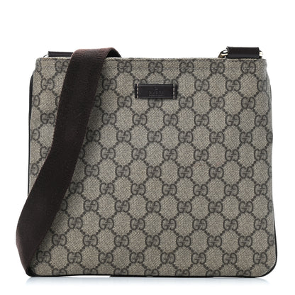 Gucci GG Supreme Monogram Small Flat Messenger Bag Dark Brown 1 of 8