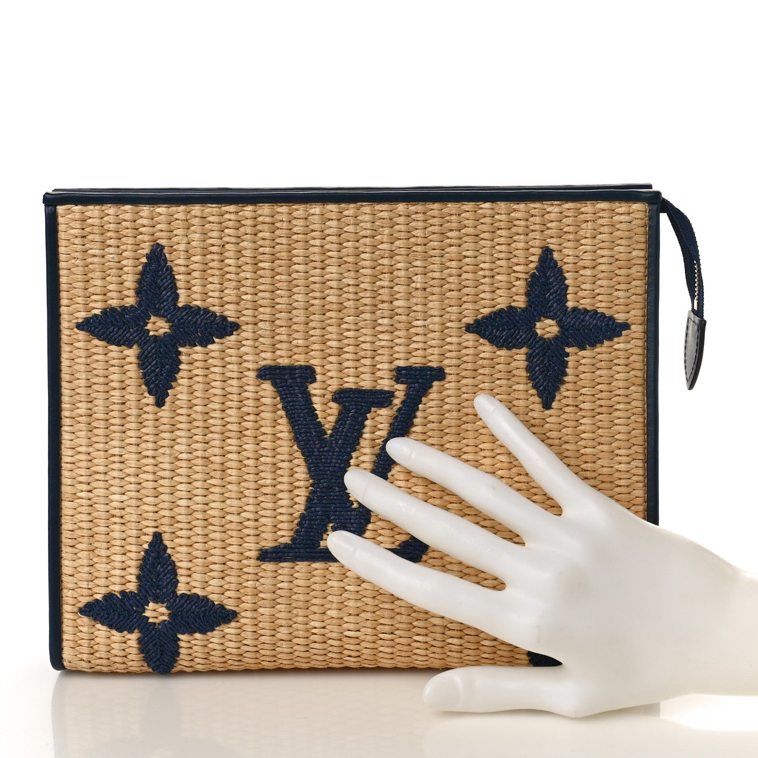 Louis Vuitton Raffia Calfskin Monogram Giant Toiletry Pouch 26 Blue 2 of 11