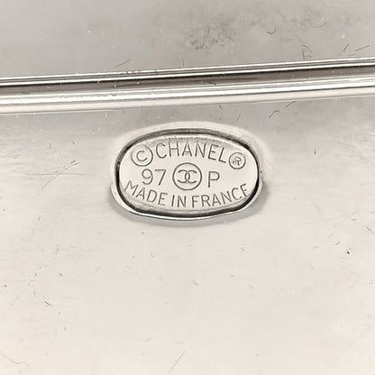 Chanel Metal Logo Plate Brooch Silver 3 of 3