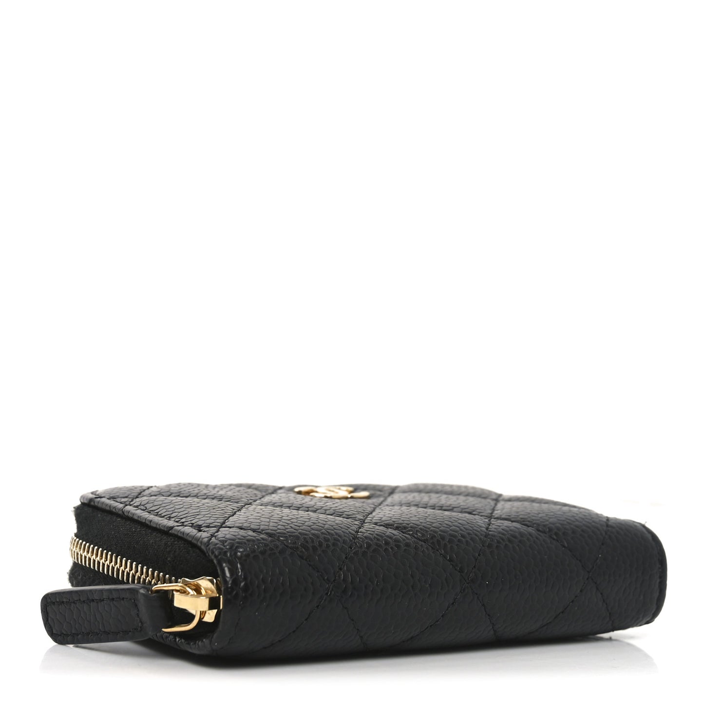 Caviar Quilted Zip Coin Purse Black