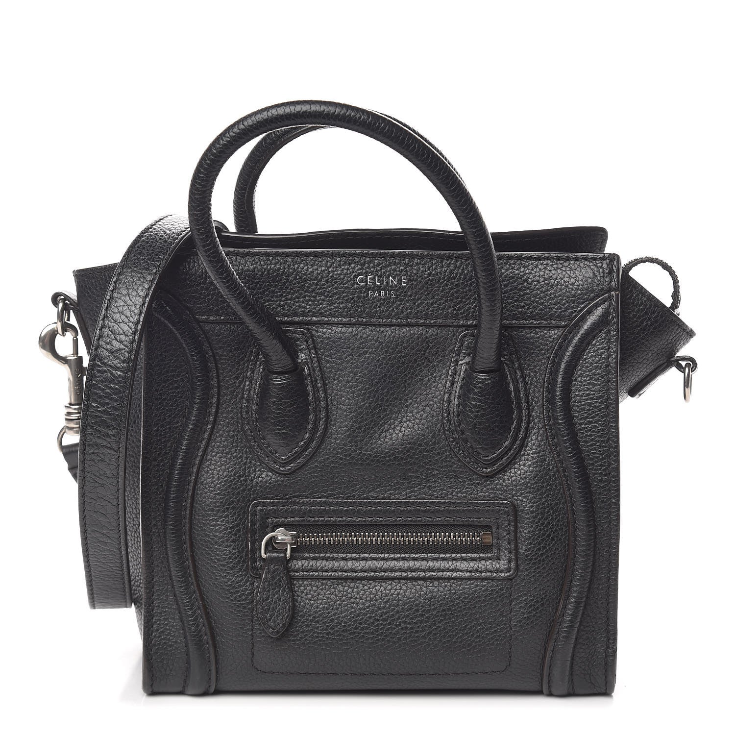 Celine Drummed Calfskin Nano Luggage Black 1 of 11