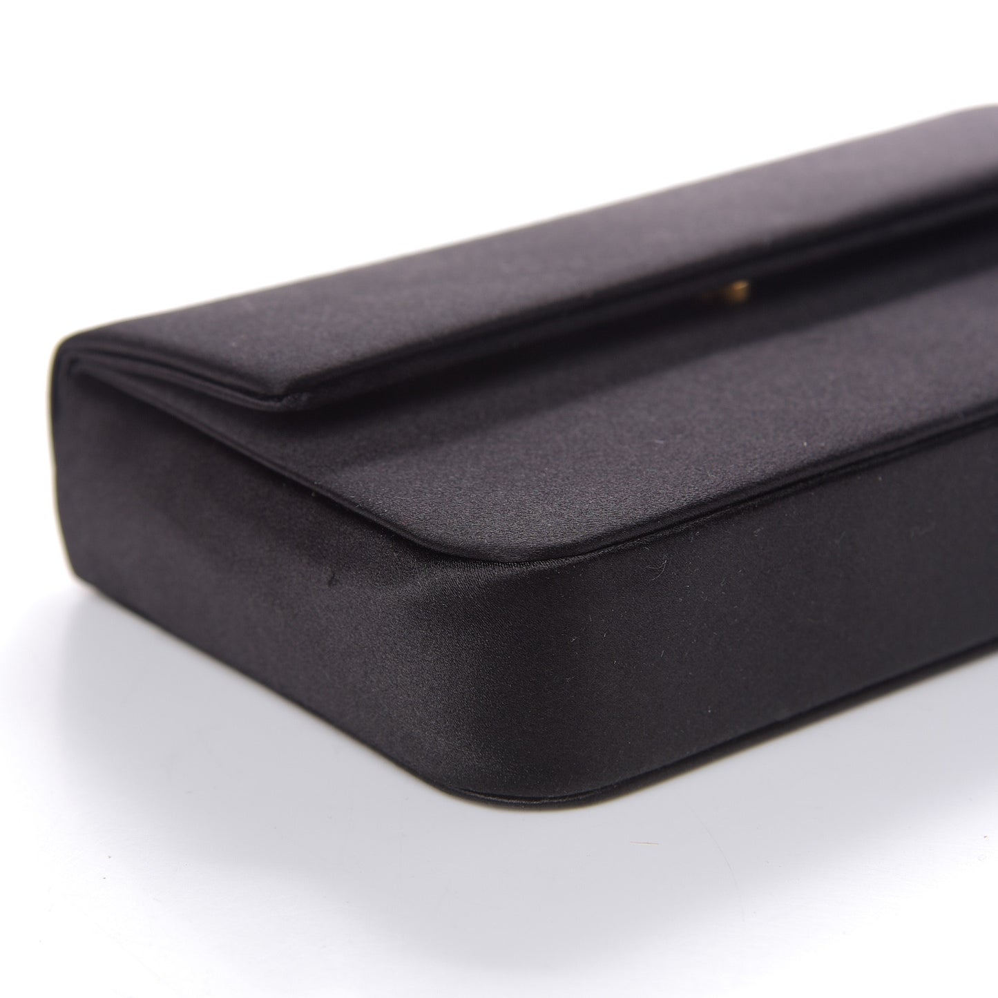 Satin Strass Top Handle Clutch Black