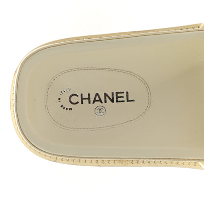 Chanel Lambskin Cha-Nel Mule Sandals 38 Ivory Multicolor 7 of 9