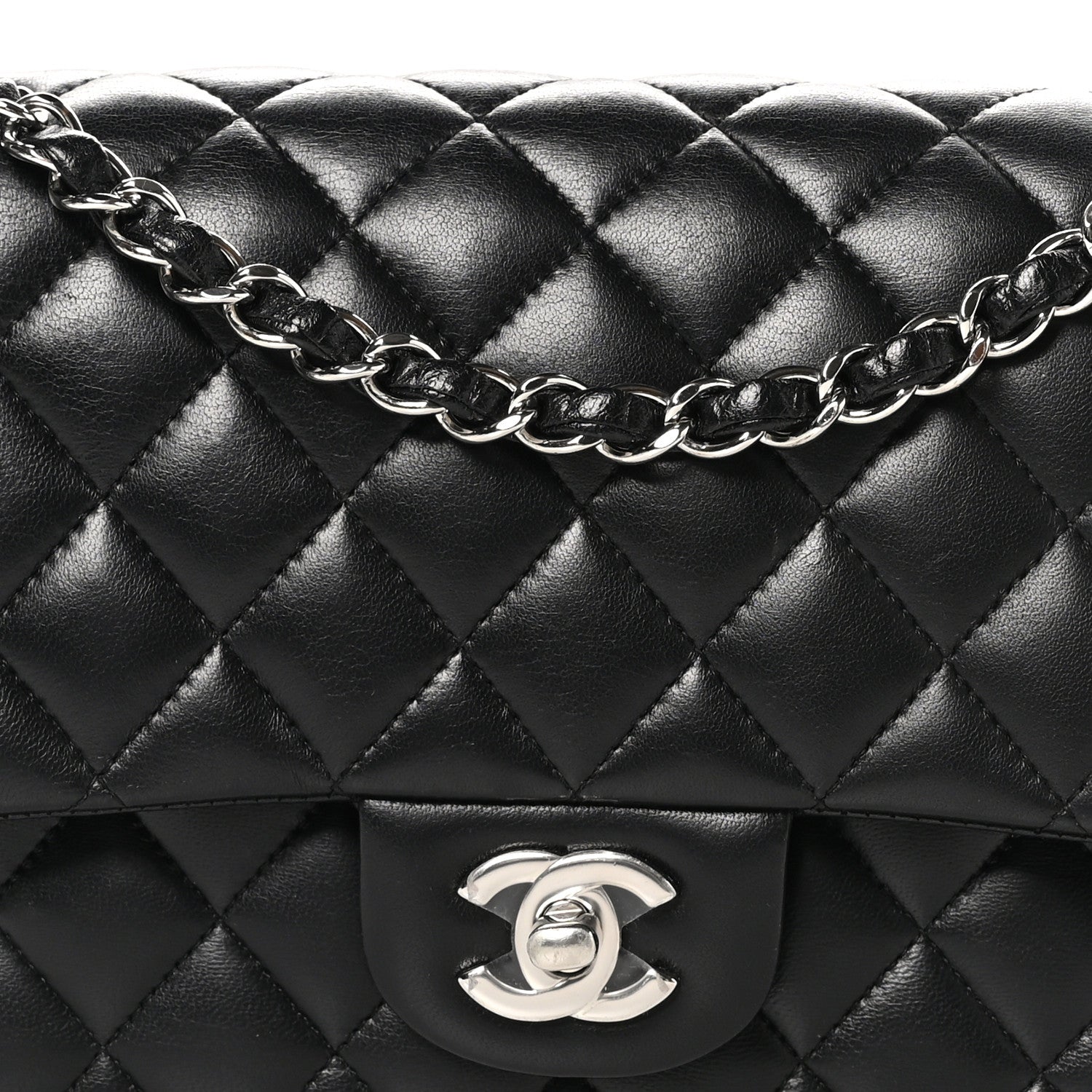 Chanel Lambskin Quilted Medium Double Flap Black 8 of 10
