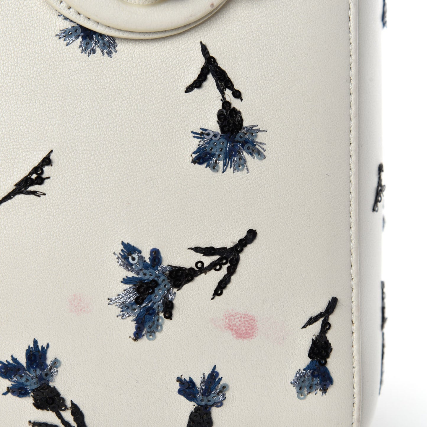 Lambskin Embroidered Sequin Medium Flower Lady Dior Off White