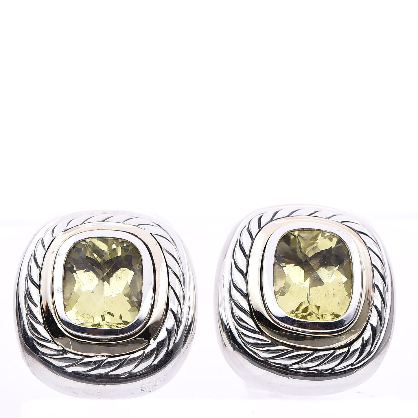 Sterling Silver 14K Gold Lemon Citrine 11mm Albion Earrings