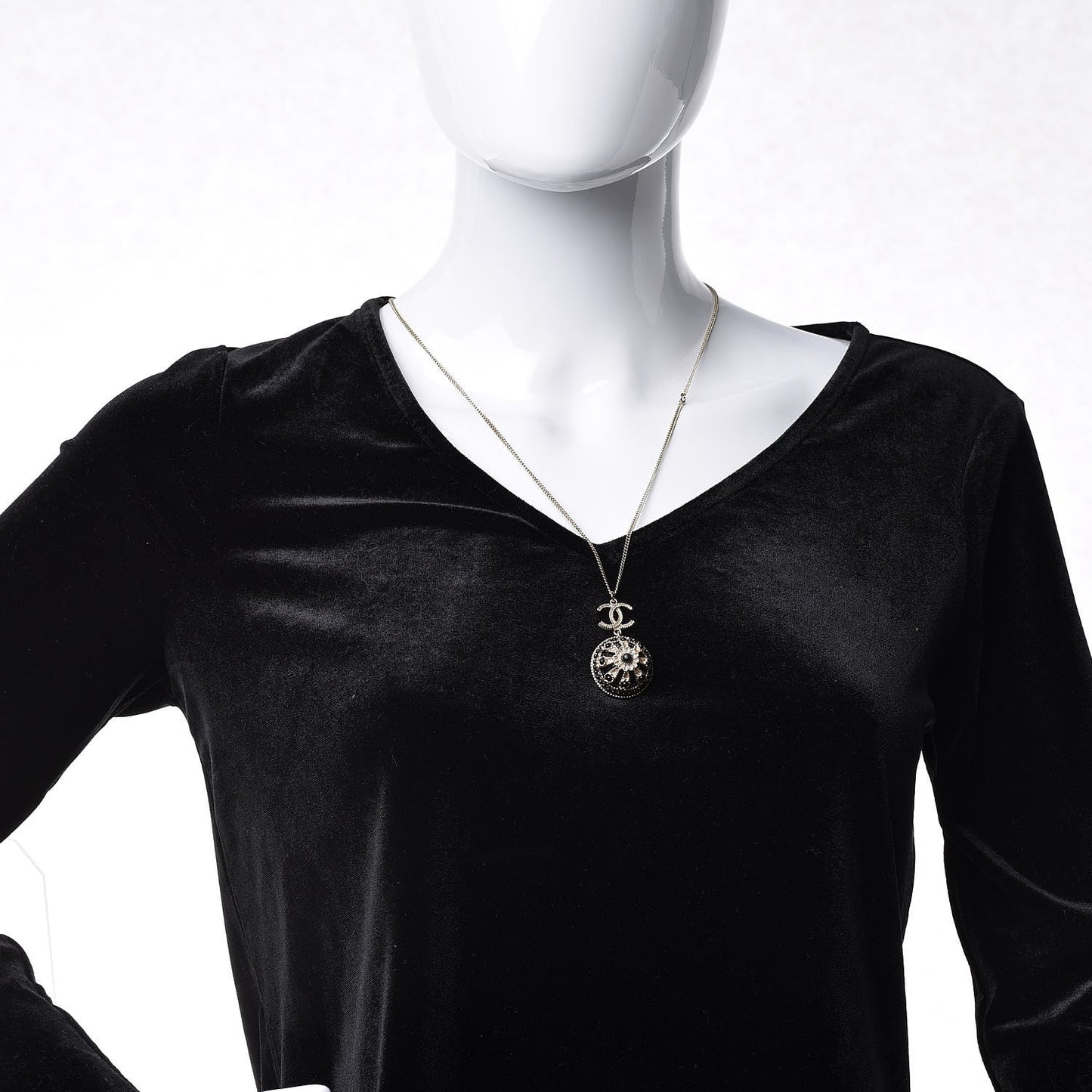 Crystal CC Roman Palace Dome Long Necklace Gold