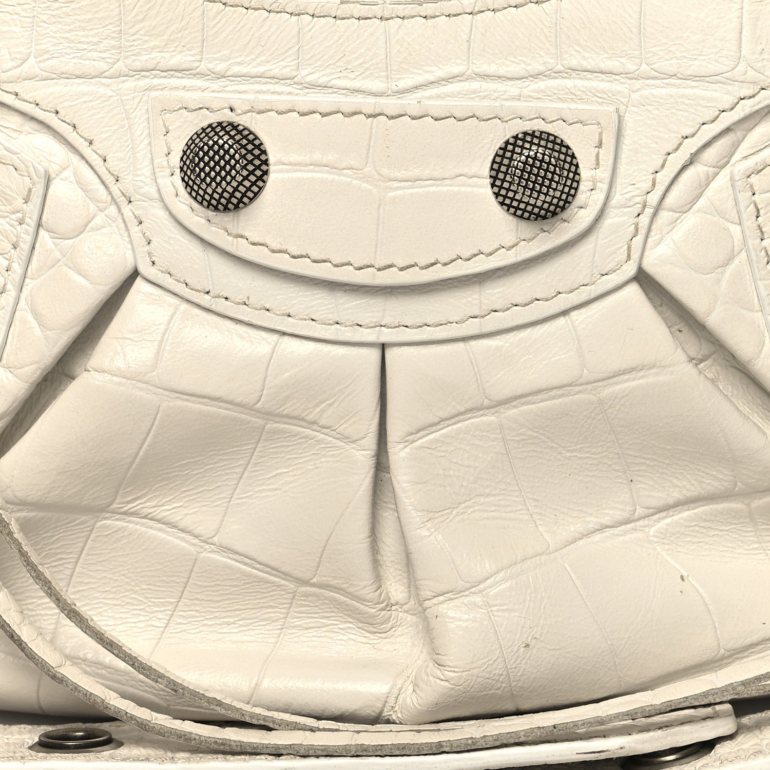 Balenciaga Extra Supple Calfskin Crocodile Embossed Le Cagole Shoulder Bag XS White 10 of 15