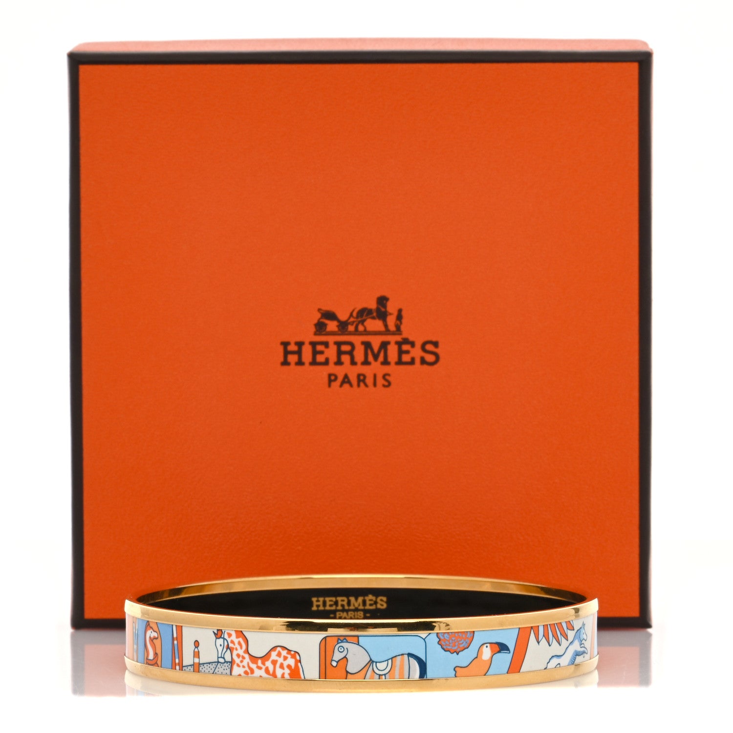 Hermes Enamel Printed Narrow Exposition Universelle Bracelet 70