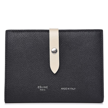 Celine Grained Calfskin Medium Multifunction Strap Wallet Black Chalk 1 of 9