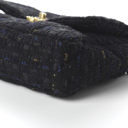 Chanel Tweed Quilted Medium 19 Flap Black Navy Gold 7 of 11