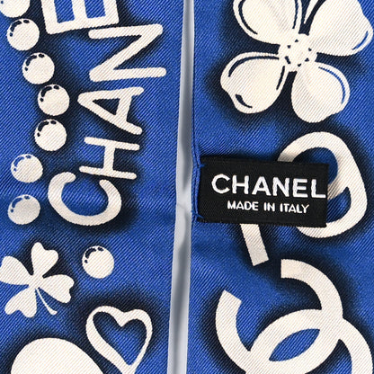 Chanel Silk CC Slim Bandeau Scarf Navy Ecru 3 of 3