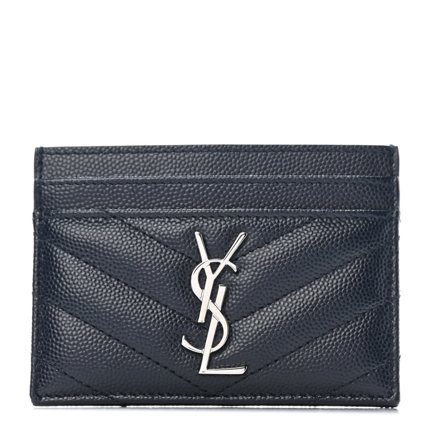 Grain De Poudre Matelasse Chevron Monogram Credit Card Case Deep Marine