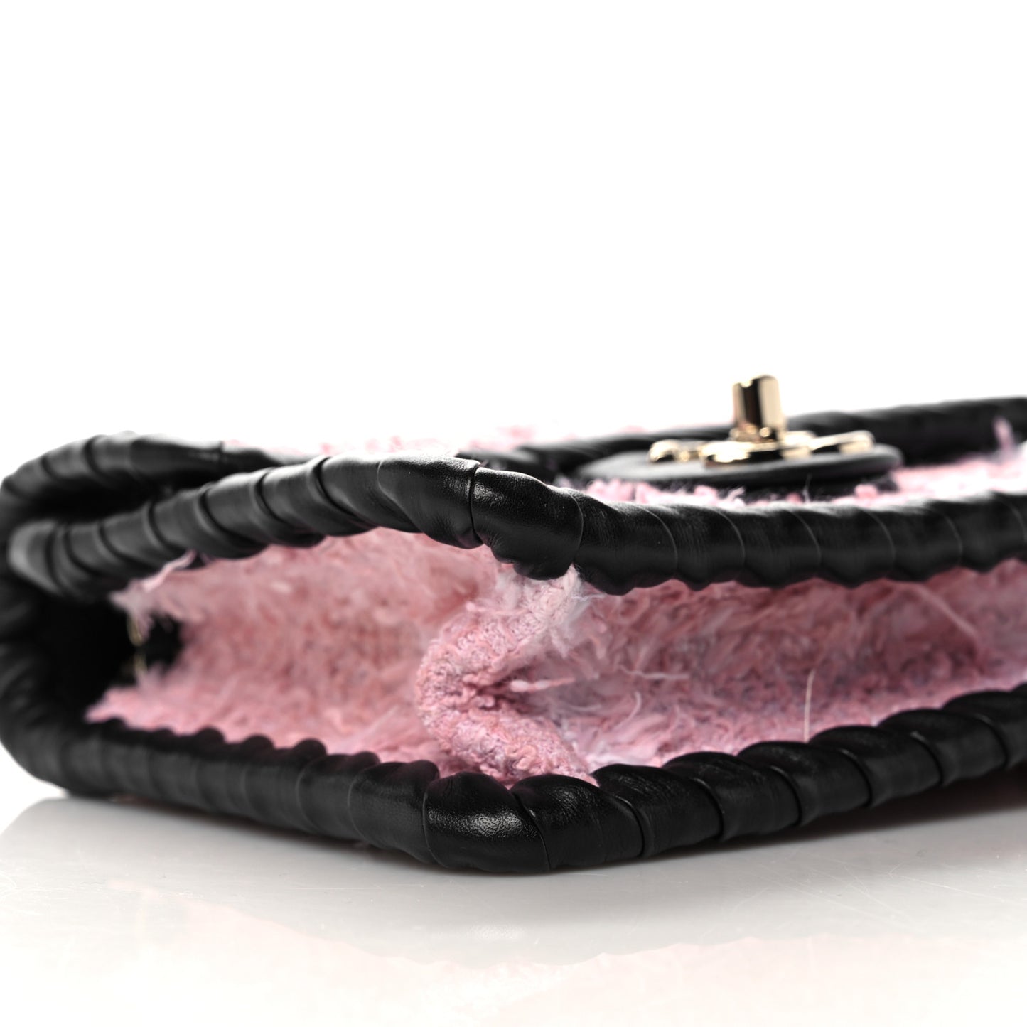 Tweed Braided Calfskin Mini My Own Frame Flap Pink Black