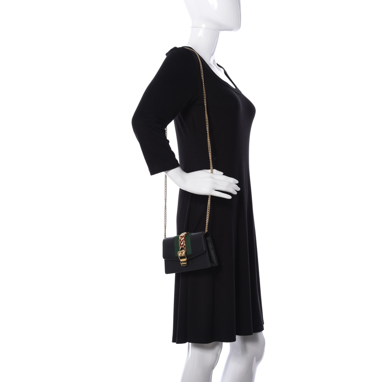 Calfskin Super Mini Sylvie Chain Shoulder Bag Black