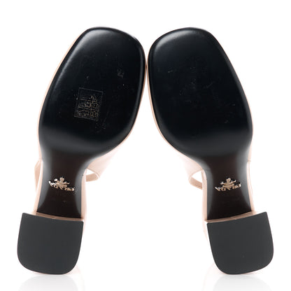 Prada Patent Triangle Logo Slingback Pumps 36.5 Cipria 5 of 9