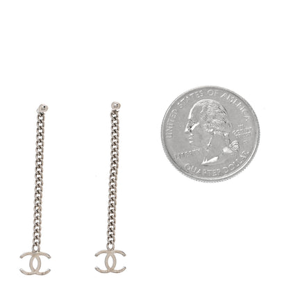 Chanel Metal CC Chain Drop Earrings Silver 2 of 5