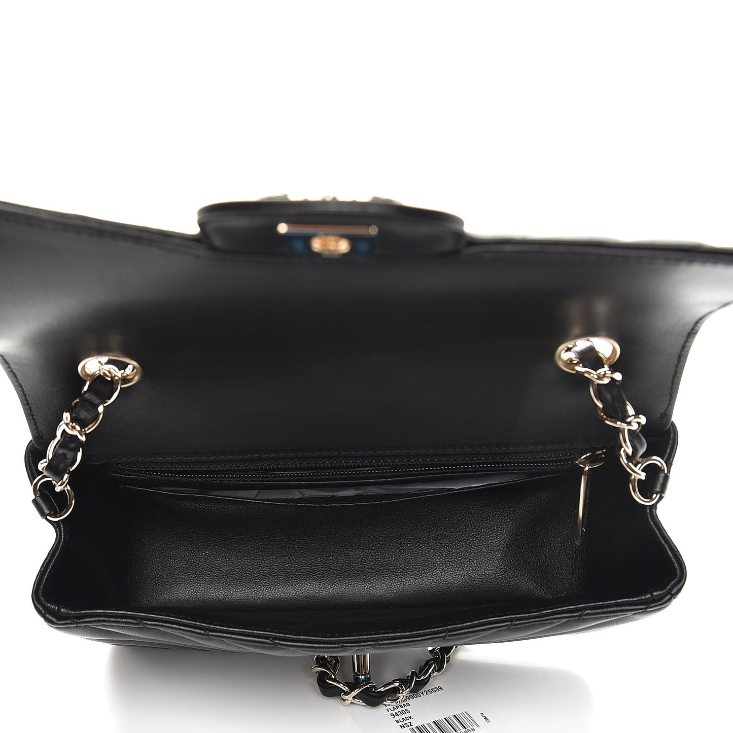 Lambskin Chevron Quilted Mini Rectangular Flap Black