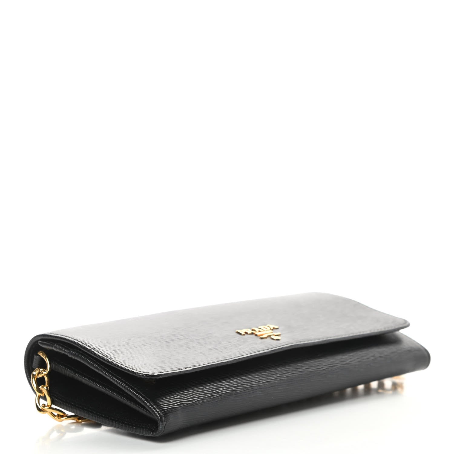 Prada Vitello Move Metal Oro Chain Wallet Black 4 of 10