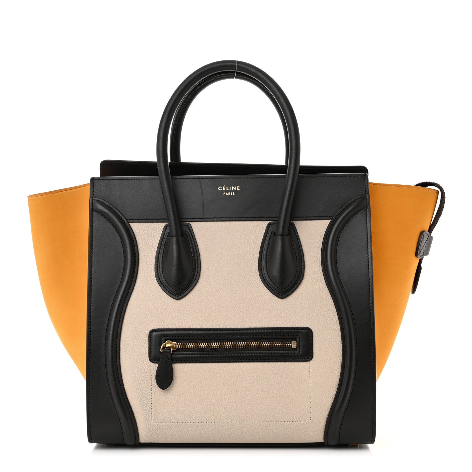 Celine Drummed Calfskin Nubuck Mini Tri-Color Luggage Chalk 1 of 13