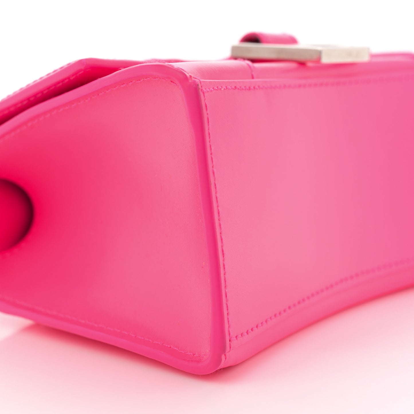 Shiny Box Calfskin Hourglass Top Handle Bag XS Hot Pink